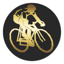 GOLD BIKE RIDER ROUND STICKERS