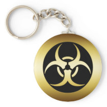 GOLD BIO-HARZARD SYMBOL KEY CHAINS