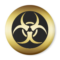 GOLD BIO-HARZARD SYMBOL FRIDGE MAGNETS