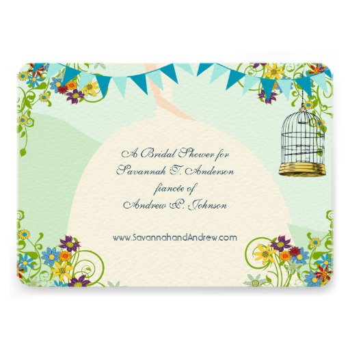 Gold Birdcage Bunting Garden Bridal Shower Invites