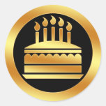 Gold Birthday Cake Stickers