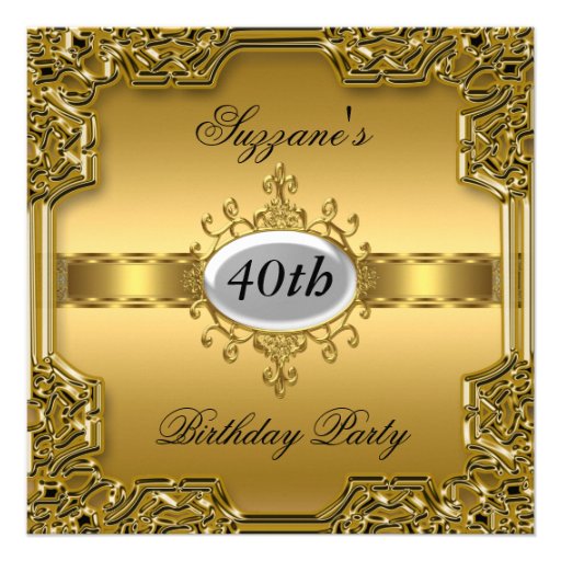 Gold Birthday Party Glamour Hot Invitation Gold