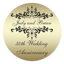 Gold Black 50th Wedding Anniversary Stickers