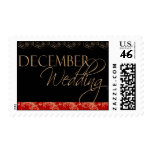 Gold, black and red December wedding Stamps