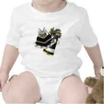 Gold Black and White Cheerleader Baby Bodysuit