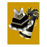 Gold Black and White Cheerleader Post Cards