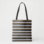 Gold Black and White Striped Custom Tote Bag