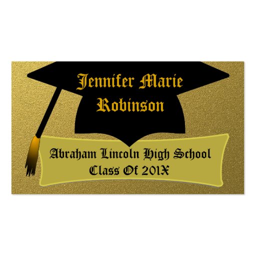 Gold & Black Classy Personalized Graduate's Card Business Card (front side)