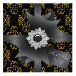 Gold Black Damask Gift Classy 50th Birthday Invitation