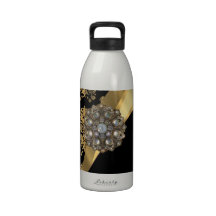 Gold & black damask pattern drinking bottles