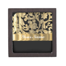 Gold & black floral damask premium gift box