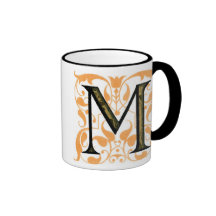 Gold & Black Floral 'M' - Mug