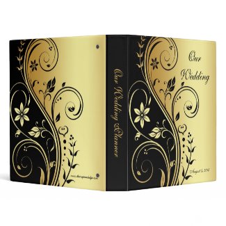Gold & Black Floral Scroll Wedding Planner Binder binder