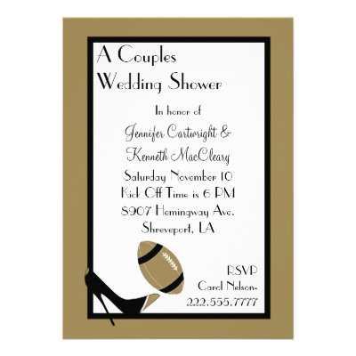 Gold & Black Football Wedding Shower Invitation