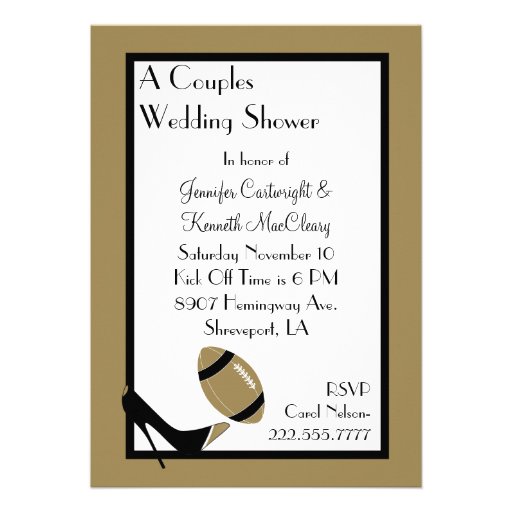 Gold & Black Football Wedding Shower Invitation