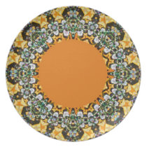 Gold Black Fractal Lace Plate