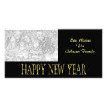 gold black happy new year photo cards
