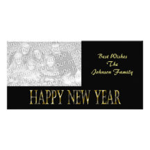 gold black happy new year custom photo card