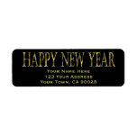 gold black happy new year custom return address labels