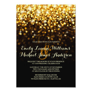 Gold Black Hollywood Glitz Glam Wedding Invitation 5