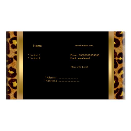 Gold Black Leopard Gold Elegant Boutique 7 Business Card Templates (back side)