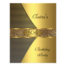 Gold Black Leopard Invite 50th Birthday Party