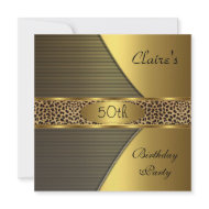 Gold Black Leopard Invite 50th Birthday Party invitation