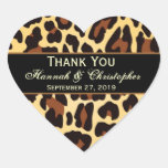 Gold Black Leopard Wedding Thank You Bride Groom Heart Sticker
