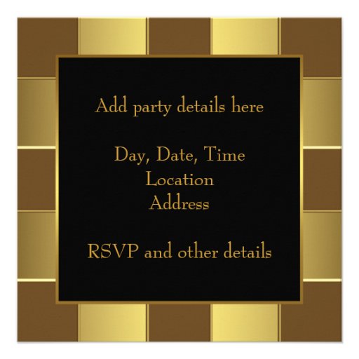 Gold Black Mans 50th Birthday Party Invitations