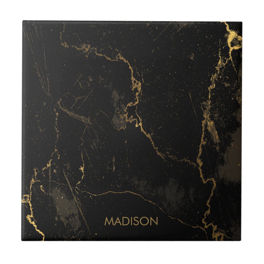 Gold Black Marble Ceramic Tile Zazzle