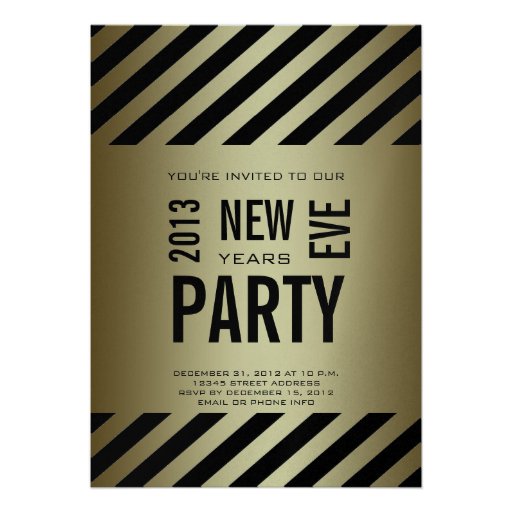 Gold Black Modern 2013 New Years Party Invitation (front side)