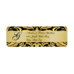 Gold & Black Monogram Christmas Address Labels