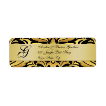 Gold & Black Monogram Christmas Address Labels