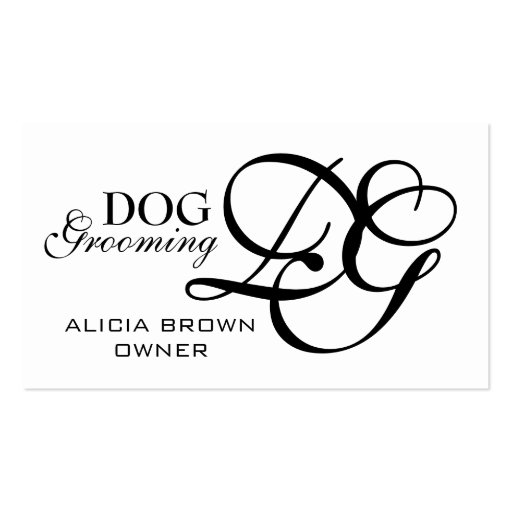 Gold Black Monogram Dog Grooming Business Cards