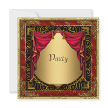 Gold Black Red retro Invitation