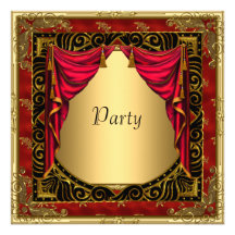 Gold Black Red retro Invitation