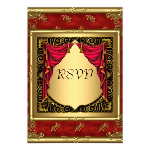 Gold Black Red retro Invitation