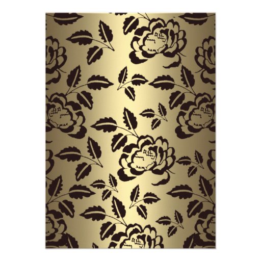 Gold & Black Rose & Tiara Birthday Invitation
