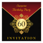 Gold Black Royal Red 60th Birthday Surprise Party Invite