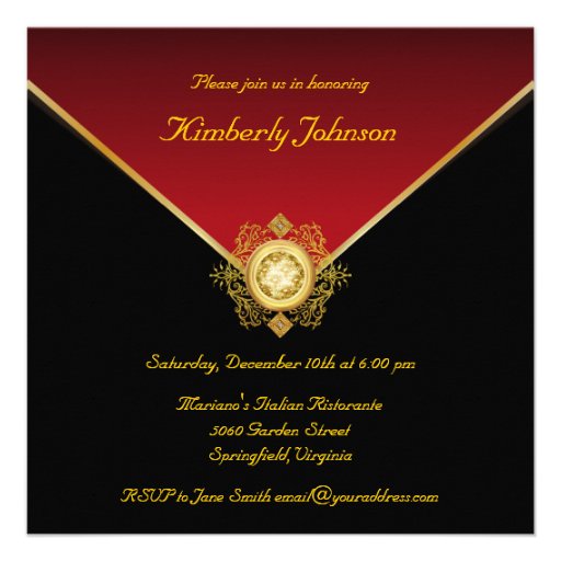 Gold Black Royal Red 60th Birthday Surprise Party Invite