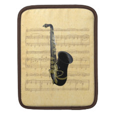 Gold Black Saxophone Sheet Music iPad Sleeve