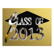 Gold Black Silver 2013 Graduation Invitations invitations