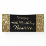 Gold/Black Sparkle 90th Birthday Party Banner