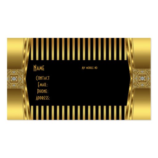 Gold Black Stripe Jewel Company Business Cards (back side)