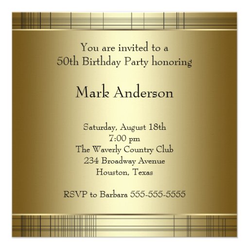 Gold Black Stripes Mans Classy 50th Birthday Party Personalized Announcements