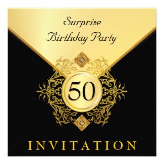 Surprise 50th Birthday Party Invitations on Gold Black Surprise Birthday Party Invitations By Th Party Invitations