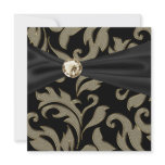 Gold Black Tie Black Damask Party Invitation