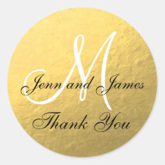 Gold Black Wedding Favor Sticker Initial