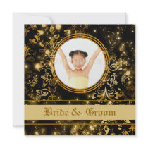 Gold black wedding holiday party personalized invitations
