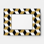 Gold Black & White 3D Cubes Pattern envelopes